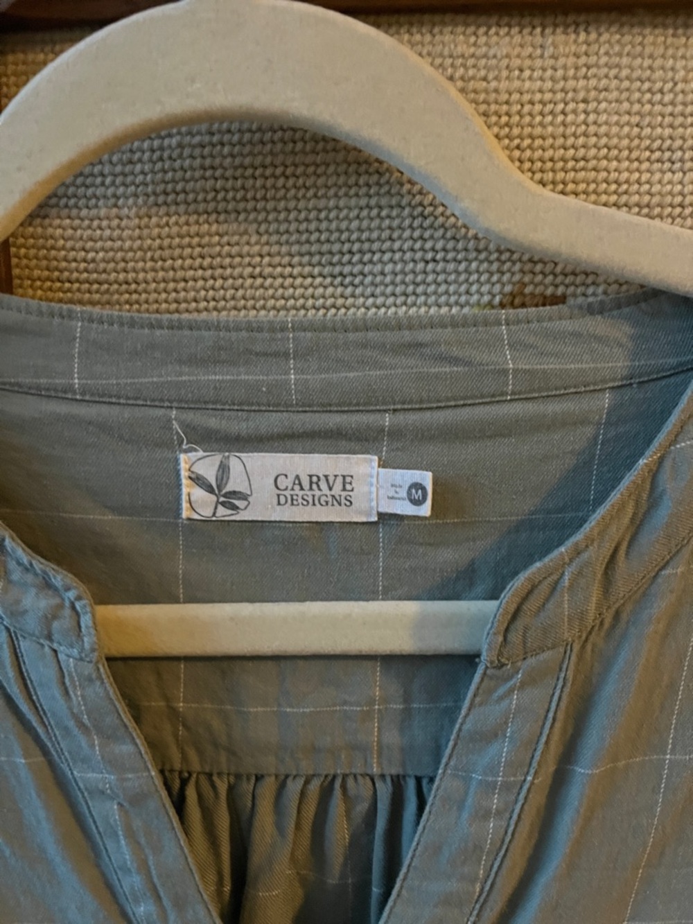 Carve Designs Pale Blue Windowpane Henley Tunic - Picture 2 of 3